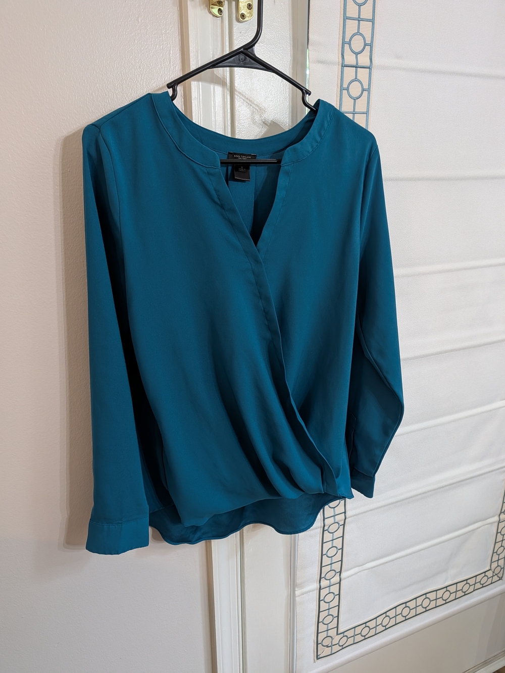 Ann Taylor Teal Wrap-Style Blouse